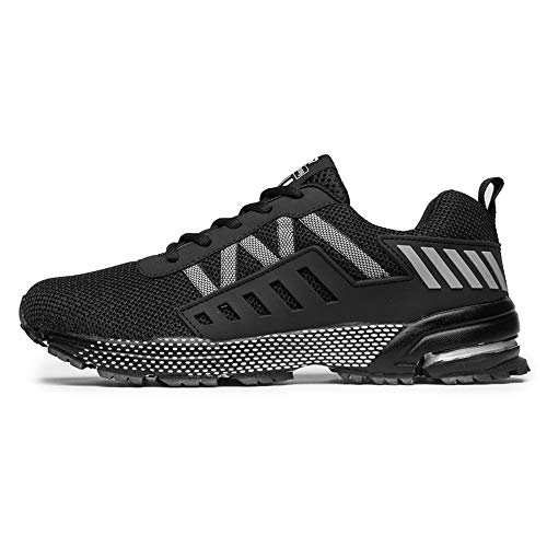 FITORY Sportschuhe Laufschuhe Gym Turnschuhe Atmungsaktiv Straßenlaufschuhe für Herren Damen Schwarz Gr.44
