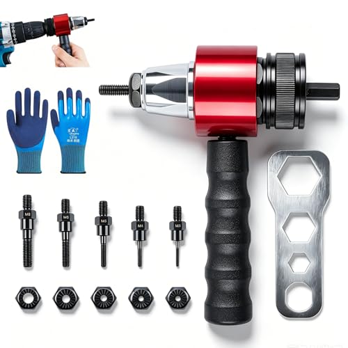 Electric Rivet Gun Adapter Kit, Con Mango Extraíble, Instalación Fácil Para Reparaciones Domésticas, Adaptador de Taladro Para Tuercas de Remache Pop Para Taladros Eléctricos Inalámbricos (A1)