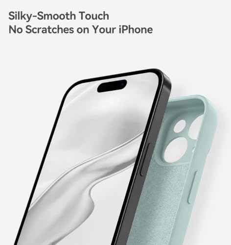 Image of DIZORO Square Microfiber Candy Case Compatible for iPhone 13 / iPhone 14 Shockproof Slim Back Cover Liquid Silicone Case - Mint Green