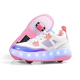 [amandpm] ローラーシューズ 光る靴 子供靴 ローラースケート靴 発光シューズ 白 黒 可愛い キッズ USB充電 LEDライト ダンス クリスマス ハロウィーン ギフト 二輪タイプ 男女兼用 19.0cm-26.0cm