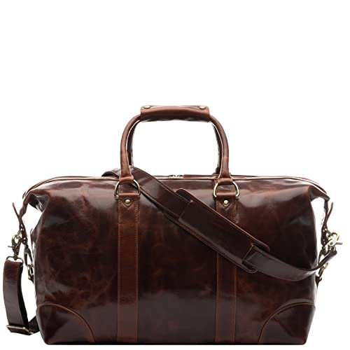 VS SID & VAIN Sac de Voyage Austin Cuir véritable |fourre-Tout Besace Week-End 50 cm Grand Homme Marron |Sac Sport Bagages Cabine à Main Fait à la Main