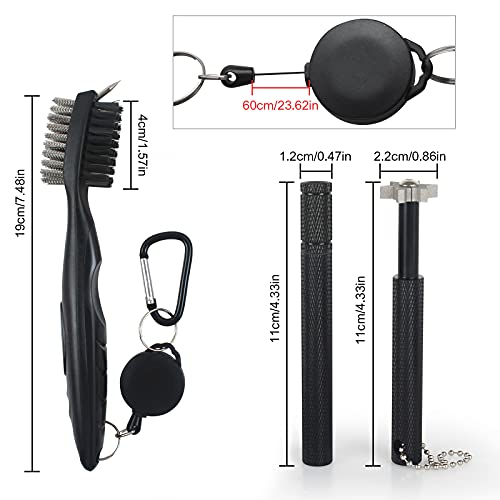 Image of VIPMOON Golf Club Cleaner Kit, 2 Pcs Groove Sharpener Regrooving Tool and 1 Pcs Retractable Club Cleaner Brush, Portable Groove Sharpener Tool for All Golf Irons for Men