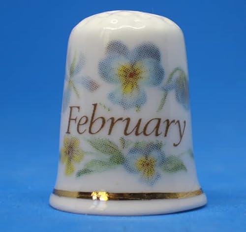 Porcelaine anglaise de collection avec dé à coudre en porcelaine Fleur du mois de février Cover