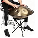 Steel Tongue Drum, Steel Tambor Handpan De 9/10/12 Notas Con Bolsa, Baquetas Y Soporte Para Mazas, Instrumento Handpan Drum De 440Hz Para La Sanación Sonora(Gold,9)
