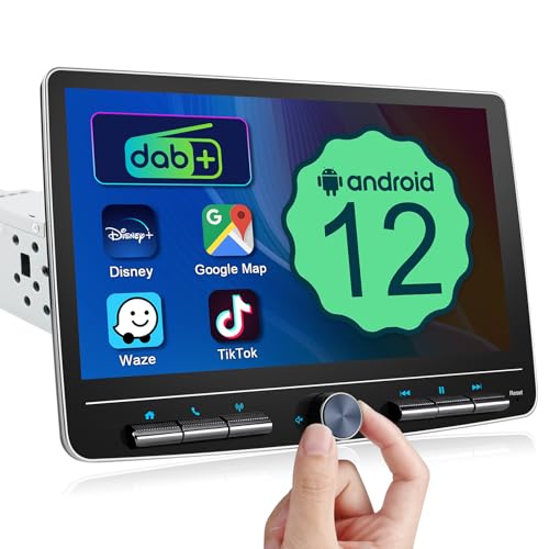 Android Autoradio mit Navi DAB+ 10.1 Zoll Bildschirm Wireless Carplay & Wireless Android Auto 1 Din Auto Radio Touch Display mit Bluetooth 4 Core 4G+64G WiFi GPS AM/FM RDS