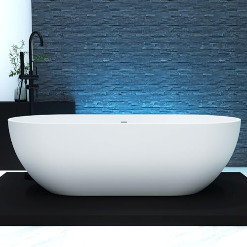 MEDUNJESS 69'' Freestanding Tubs Bathtub Solid Surface Resin Stone Bathtubs