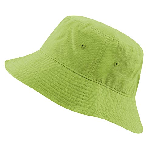 The Hat Depot 100% Cotton Long Brim & Deeper Packable Summer Travel Fashion Bucket Hat (L/XL, Lime)