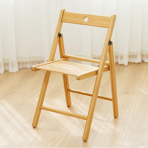 Silla de comedor plegable de bambú con respaldo giratorio de 360°, diseño retro para estudio, tocador, dormitorio, sala de estar y comedor