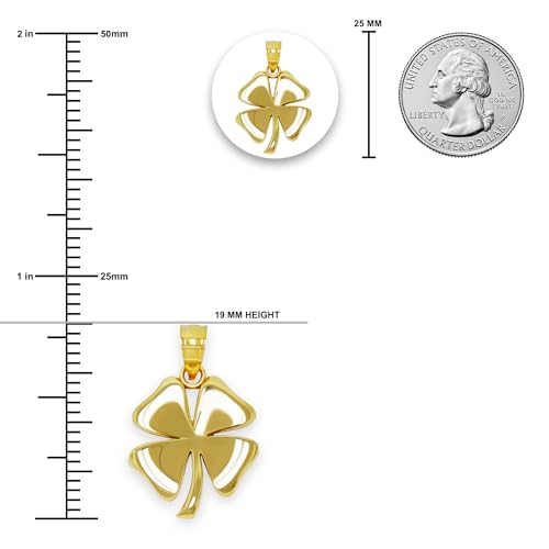 Gold Four Leaf Clover Charm - 10 Karat Solid Gold - Shamrock Pendant - Good Luck Charm Necklace - Irish Shamrock2