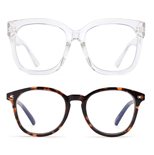 JIM HALO Blue Light Blocker Glasses Oversized Clear Square & Tortoise Round Style Computer Glasses