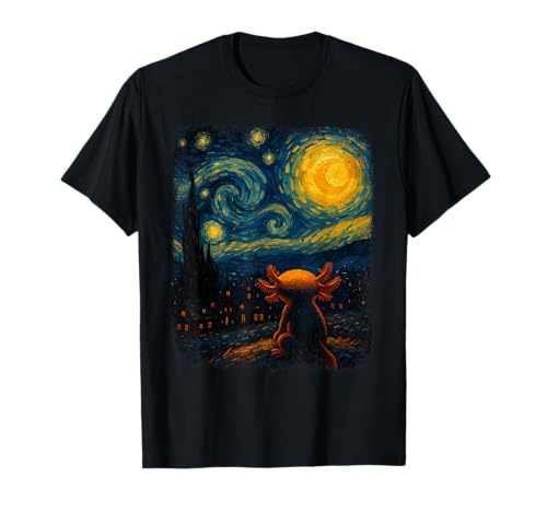 Axolotl Starry Night Van Gogh Art Gifts For Men Women Kid T-Shirt