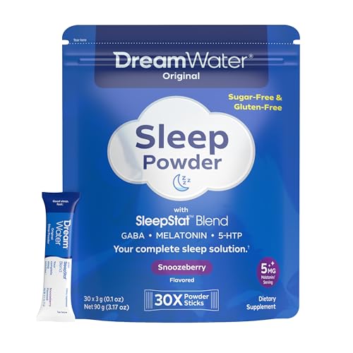 Dream Water Sleep Aid Powder; Melatonin 5mg GABA 5-HTP; Natural Flavors; Helps You to Fall Asleep Fast and Wake Refreshed; Snoozeberry 30-Count