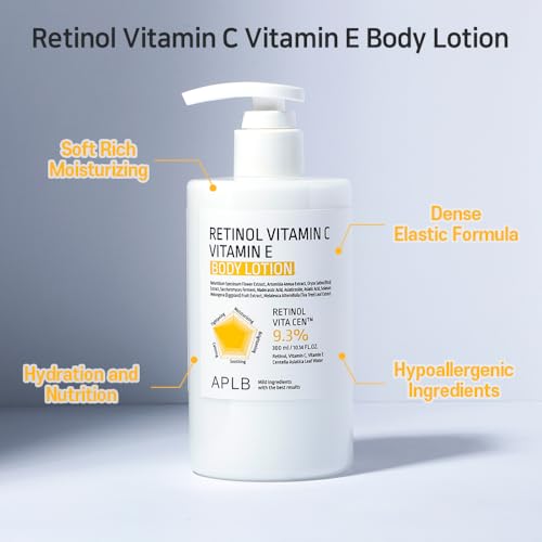 Image of APLB Retinol Vitamin C Vitamin E Body Lotion | 300ml Korean Skincare, Long lasting hydration, Revitalize for gentle and improve skin texture
