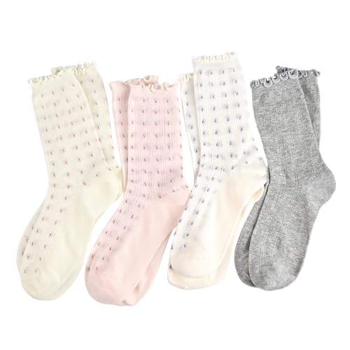Image of Women's Cute Crew Socks, Casual Athletic Cotton Bowknot Cherry Calf Novelty Socks for Women