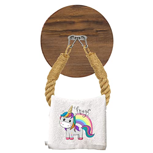 Rustic Rope Towel Ring For Bathroom, Hand Towel Holder And Dark Brown Wood Backing , Wall-Mounted Nautical Style Coastal Rope For Beach Themed Bathroom Decor #TOP1