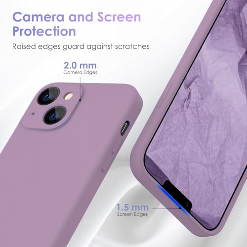 Image of DIZORO Square Candy Liquid Silicone iPhone Case Cover Compatible for iPhone 13, All Cube Series with Microfiber Lining Compatible iPhone 13 (6.1 inch) - Lilac