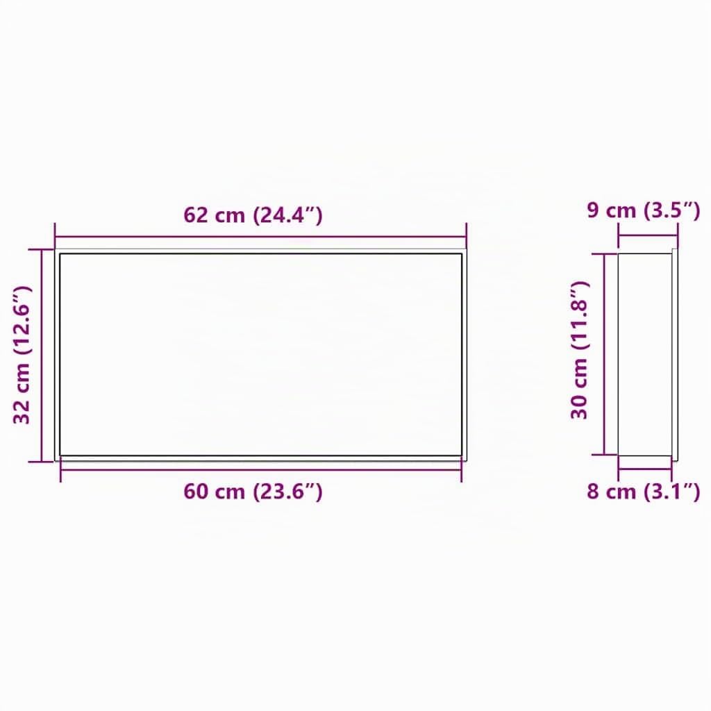 vidaXL Nicchia per Doccia Bianco Opaco 62x32x9cm in Acciaio Inox