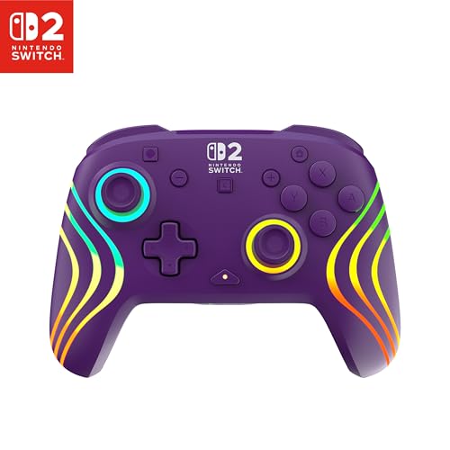 Turtle Beach Afterglow Wave Wireless RGB Gaming Controller – Officially Licensed for Nintendo Switch 2, Nintendo Switch/Switch Lite/OLED – TMR Thumbsticks, Customizable Lighting – Purple