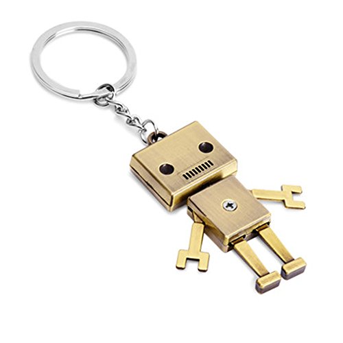 Kawaii Movable Metal Robot Keychain keyring Fashion Crystal Figure Metal Key Chain Ring