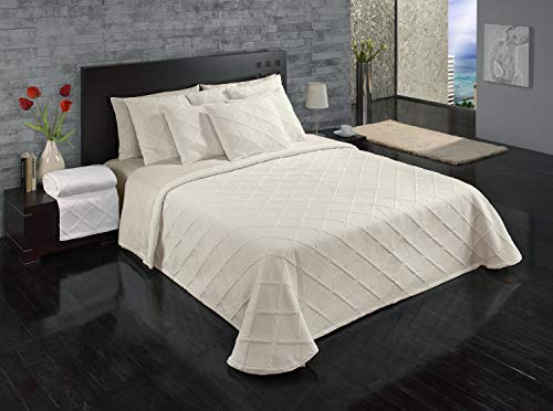 Europa Fine Linens Evora Matelasse Bedding, Bedspread Queen Size 102-Inch by 120-Inch, Ivory