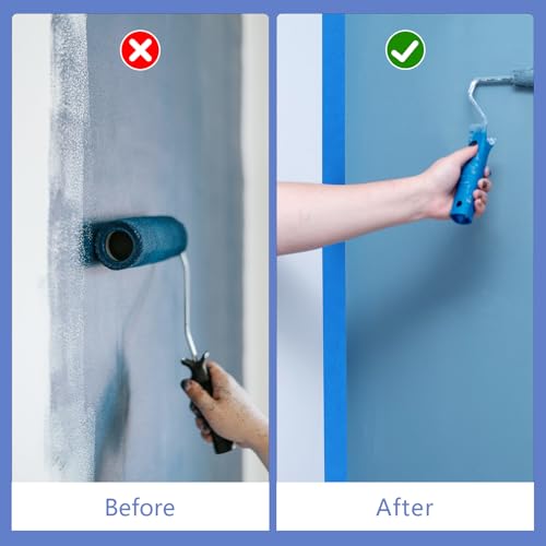 Image of Blue Painters Tape 1.89In x 55Yd Painters Tape 3 Rolls Painters Blue Tape for Wall Masking Edge Treatment Packing DIY Crafts, Home Use