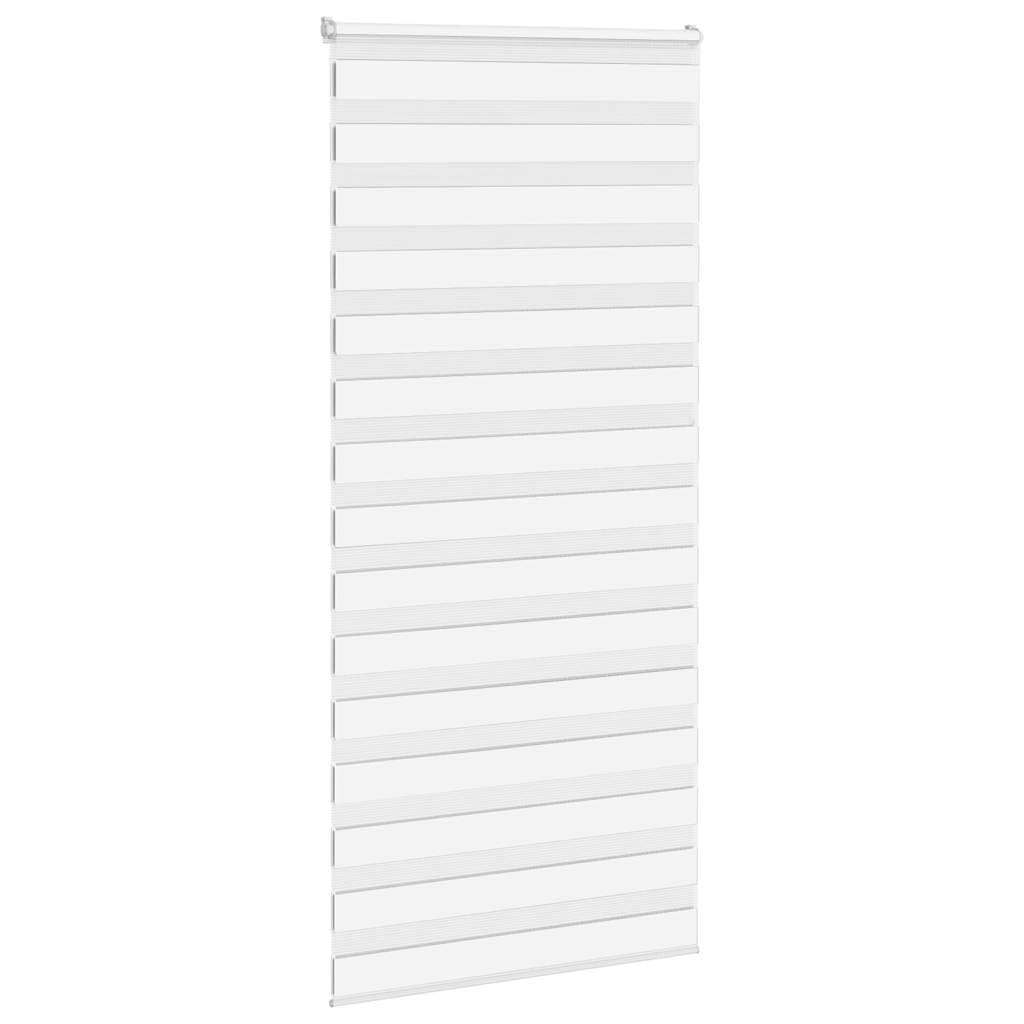 Zebra-Rollo, Polyester, Weiß, 115 x 230 cm | Blickdicht, leicht zu reinigen, Wand- oder Fenstermontage, Kindersicherung