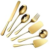 【Design】 Die Buffet-Utensilien sind mit integriertem Formteil versehen, hochglanzpoliert, die Griffe sind glatt, fühlbar und bequem, sodass jedes Utensil angenehm in der Hand zu halten ist. Damit können Sie Ihre Lieblingscurrys, Salate, Obstteller, Tee, Eis und andere Lebensmittel bequemer zubereiten.