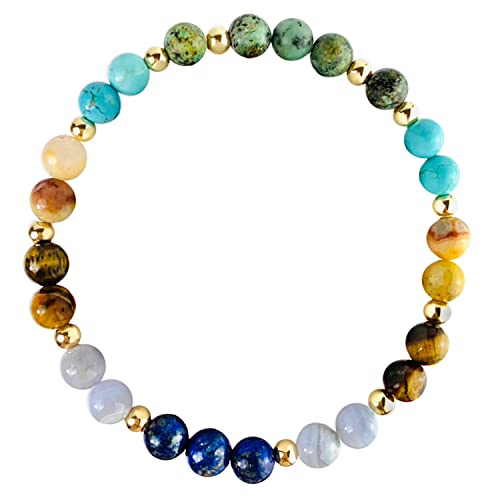 Sagittarius Zodiac Crystal Beaded Bracelet, Sagittarius Gift, November December Birthstone Bracelet, Sagittarius Zodiac Jewelry Gifts for Her, African Turquoise, Howlite, Crazy Lace Agate, Tigers Eye, Blue Lace Agate, Lapis Lazuli