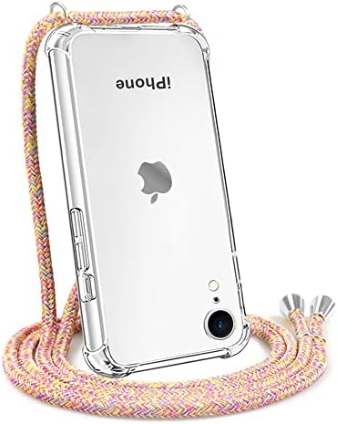 YESPURE Crossbody Case for iPhone XR 6.1" [ with Neck Cord Lanyard Strap ] Phone Case for iPhone XR,Clear Soft Slim TPU Anti Scratch Shockproof Protective Cover for iPhone XR - Rainbow Yellow