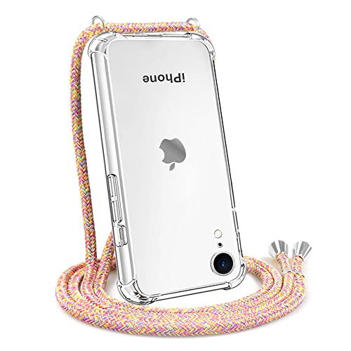 Yespure Crossbody Case For Iphone Xr 6.1" [ With Neck Cord Lanyard Strap ] Phone Case For Iphone Xr,Clear Soft Slim Tpu Anti Scratch Shockproof Protective Cover For Iphone Xr - Rainbow Yellow #TOP17