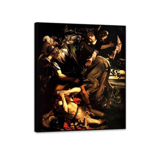 Caravagio Poster pour Mur Vide Tableau sur Toile La conversion de saint Paul Cadre Noir
