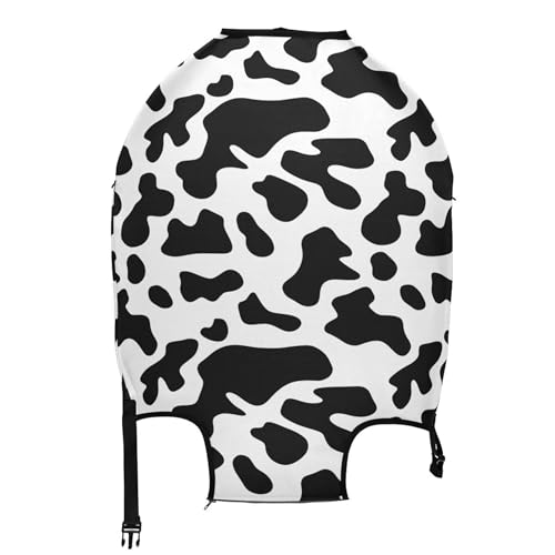 Joisal Suit Case Luggage Protector Cute Suitcase Covers Anti-scratch White Black Cow Print Travel Accessories for Women, M, Fits 22-24 Inch Case2