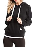 Urban Look Womens Active Long Sleeve Fleece Lined Fashion Hoodie Pullover with Plus Sizes (Medium, A1 Solid_Black)