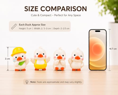 Image of Cute Duck Miniature Showpiece Set of 4 Duck Figurines for Home Decor Desk Decor Car Dashboard Office Table Decor Cute Animal Miniatures Gift for Birthday Return Gift Kids Room Decoration