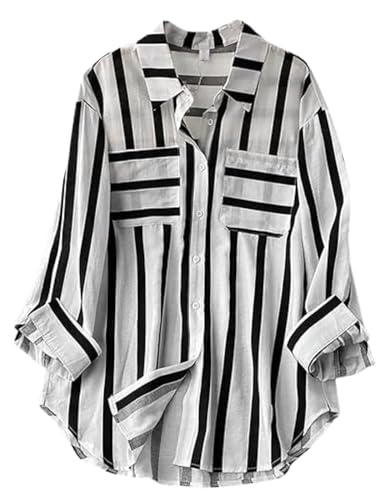 Image of ROYALICA Women's Orange & White Striped Cotton Blend Oversized Casual Shirt