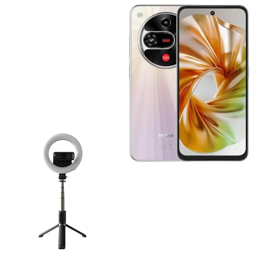 BoxWave Stand and Mount Compatible with ZTE Nubia Focus 2 - RingLight SelfiePod, Selfie Stick Extendable Arm with Ring Light - Jet Black