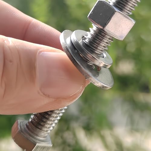 (4 Sets) 3/8-16x4 Stainless Steel Hex Head Screws Bolts, Nuts, Flat & Lock Washers, 18-8 (304) S/S, Fully Threaded by Bolt Fullerkreg - Image 5