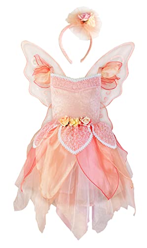 DJDLPARTY Pink Fairy dresses up costume set for Girls with Wing and headband (5-6 years)