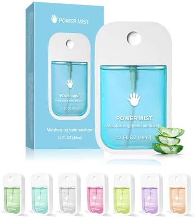 Power Mist Hand Sanitizer Spray Hand Sanitizer Travel Size, No Alcohol Smell, 500+ Sprays Hydrating Sanitizer, Non-sticky 1.6 FL OZ (Aloe Vera)