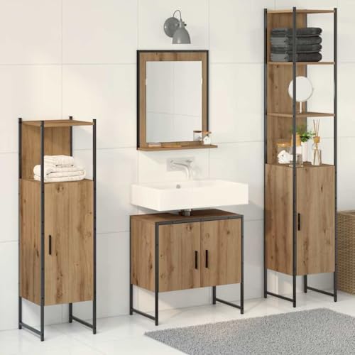 Genérico Juego de Muebles de baño 4 pcs Marrón 33 x 33 x 185.5 cm,Mobiliario,Conjuntos de Muebles,Muebles de baño,Marrón,59.96 KG,3334410