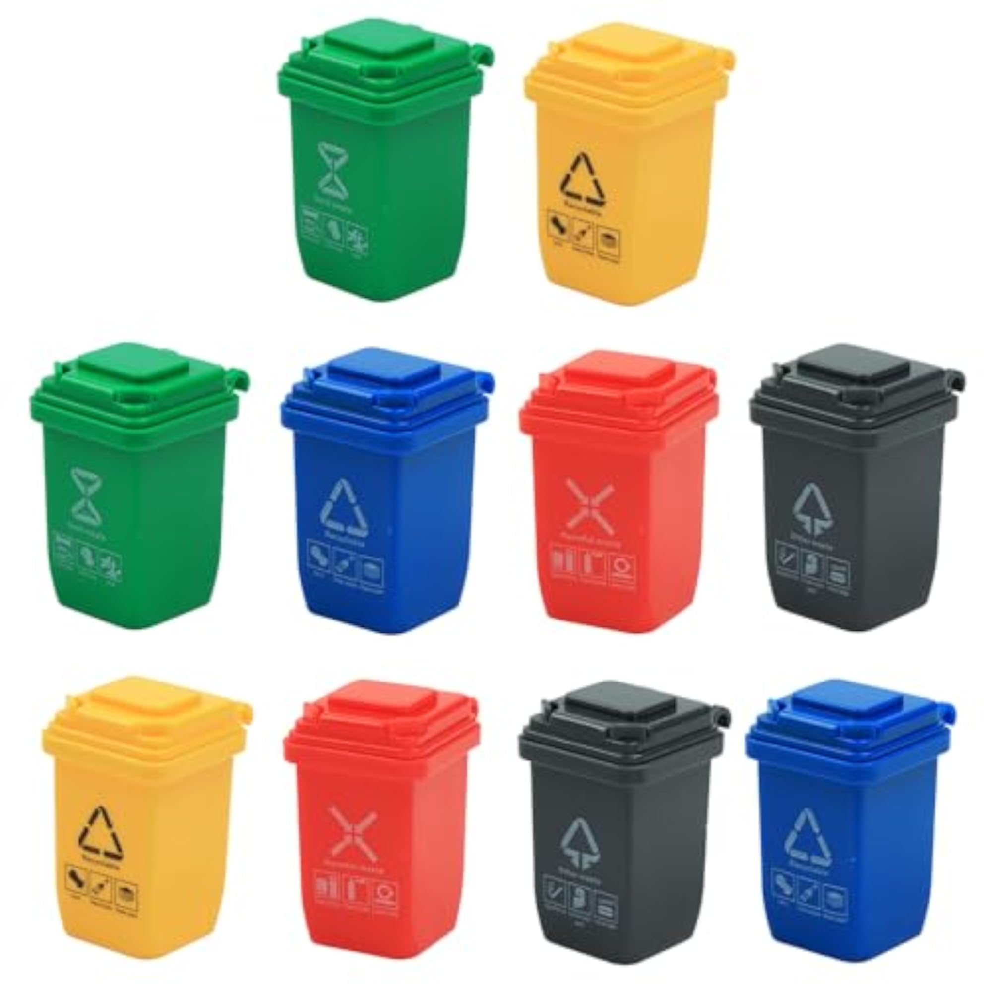 10Pcs Miniature Trash Can Scene Ornament Set