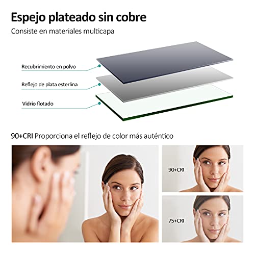 EMKE-Espejo-de-Bano-LED-80-x-60-cm-con-Interruptor-Tactil-Antivaho-Bluetooth-Reloj-Lupa-3-Veces-Luz-Blanca-Fria-6500K-Espejo-Bano-Espejo-de-Pared-Topi-L