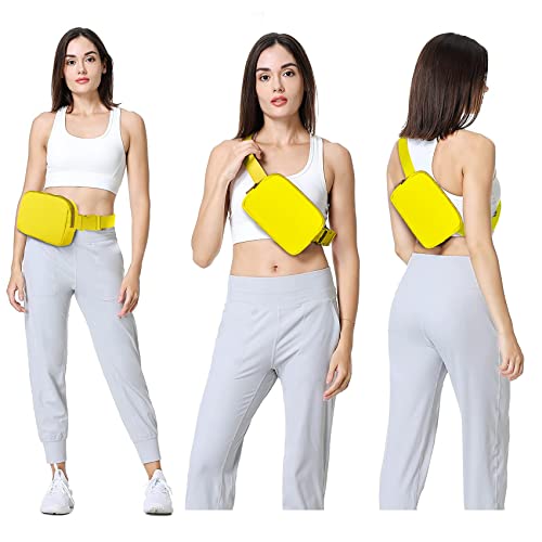 Image of VOROLO Fanny Pack For Women And Men Crossbody Bag Belt Bag Yellow | Adjustable Strap Graduation Gifts Lightweight Travel Running
