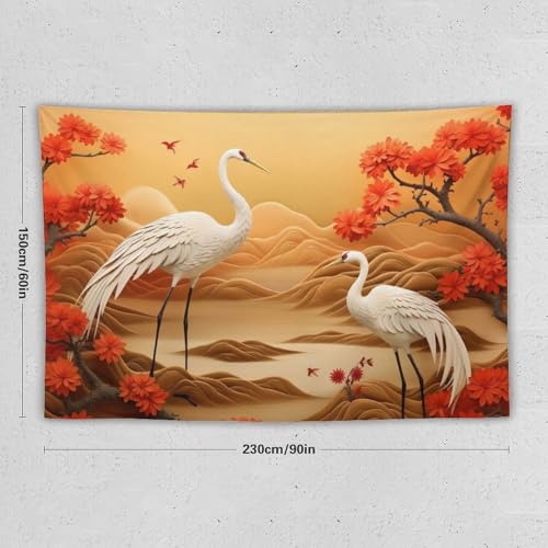 Tenture murale grue blanche grand tapis mural esthétique 150x230