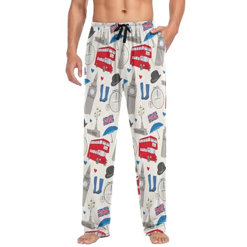 ALAZA Merry Christmas Tree Red Men's Straight-Fit Pajama Pants Sleep Lounge Pants Bottoms with Pockets4