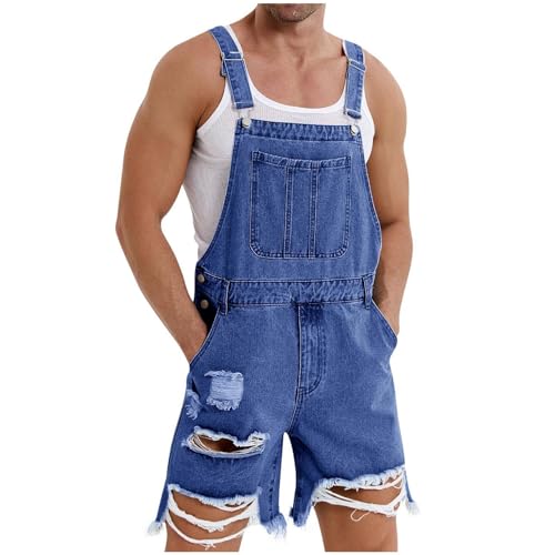 HAOLEI 2025 Peto Vaquero Hombre Ofertas,Mono Vaquero Corto Mono Pantalones de Vaqueros Peto Trabajo Bib Suelto Jumpsuit con Bolsillos Casual Mezclilla Moda Fiesta Pant Jeans Roto Denim Pantalon Monos