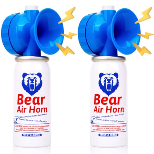 1.4oz Bear Horn for Self Defense, 123dB Loud Mini Air Horn, Audible Up to 1/2 Mile, Safety Air Horn for Hiking,Camping and Outdoor Protection (2pcs)