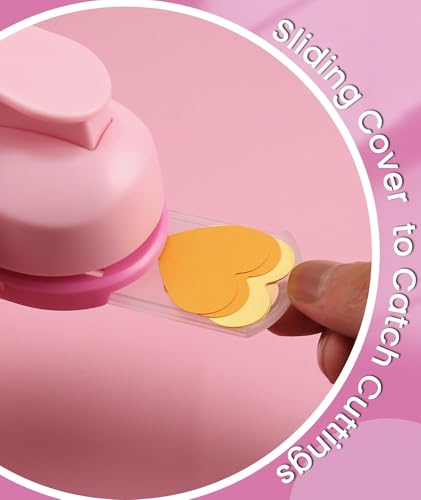 Image of 101 Pcs Stamp Puncher and Origami Paper, Postage Stamp Punch, Paper Punch Tool Set for DIY Scrapbooking and Craft Projects (pink)