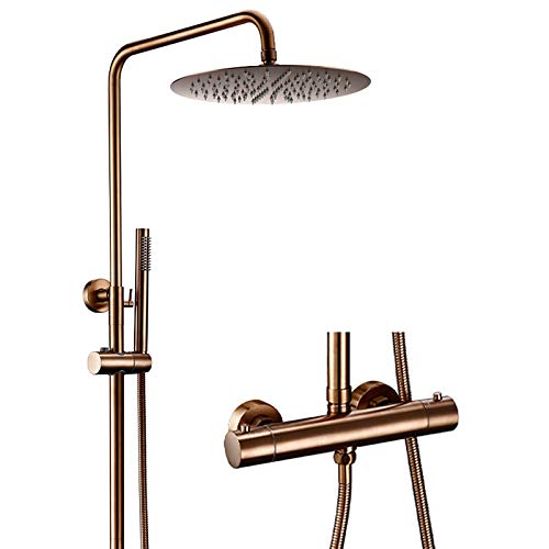 Kit douche pluie or rose encastrable avec mitigeur laiton 8"