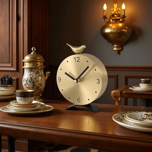 WUrnschmidt Brass Creative Clock - Silent Non-Ticking Desk Clock, Elegant Home & Office Decorative Clock, Vintage Brass Table Clock, Gift Idea for Housewarming & Birthday by WUrnschmidt - Used condition - Image 7